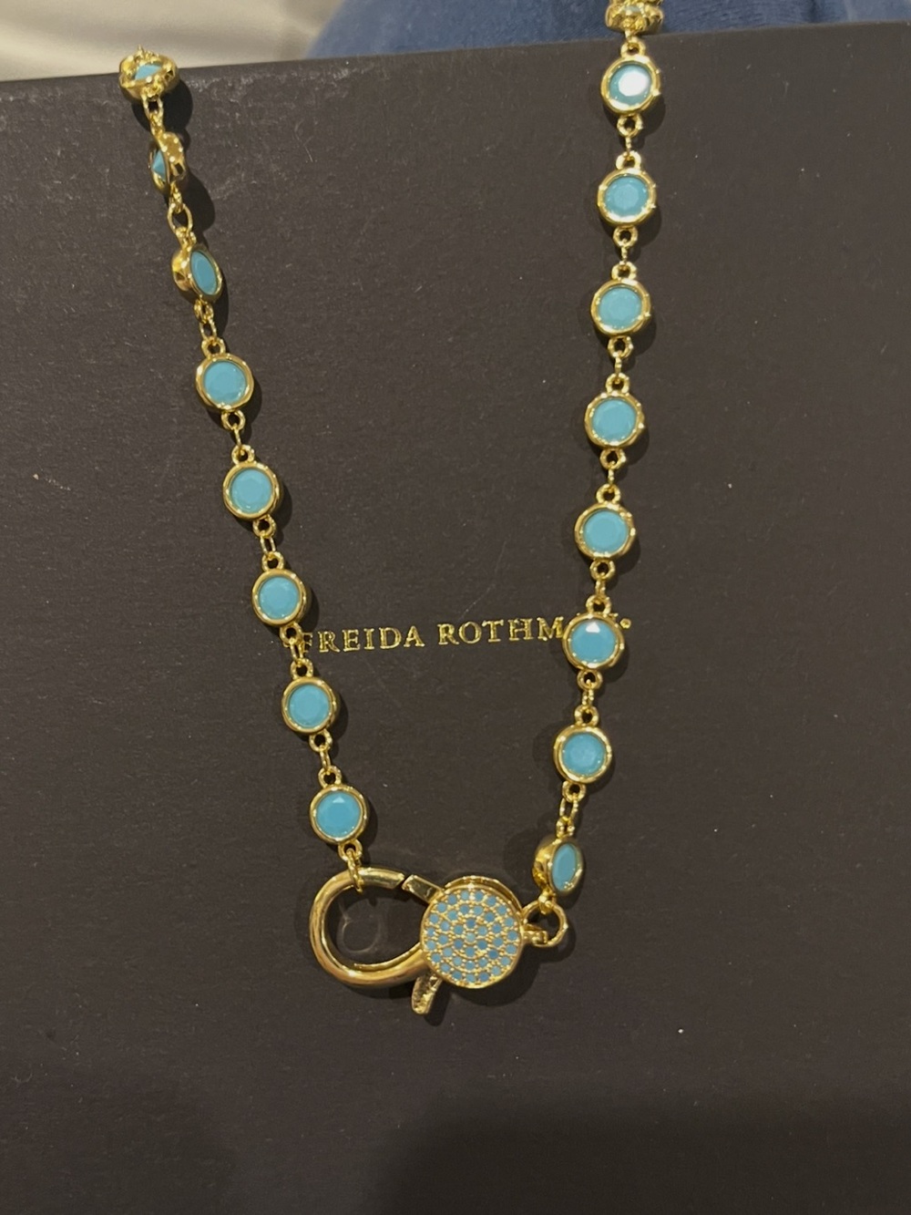 Freida Rothman 30” Necklace with Turquoise and gold